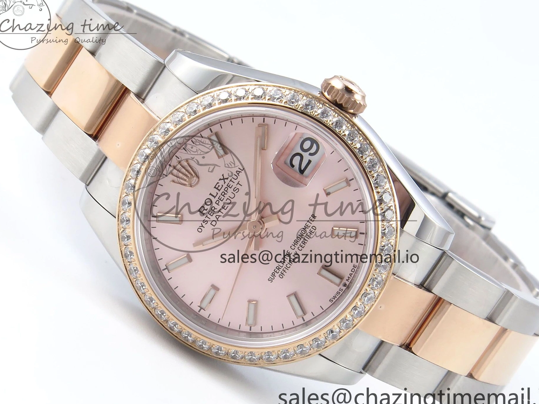 904L 2688 Oyster Dial RG Bracelet Steel SS 278381RBR DateJust Stick Diamonds RG Edition ETA on ARF 31 Bezel 1:1 Best 0415